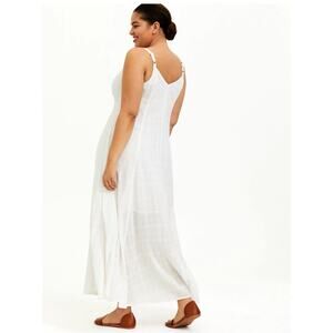Torrid Maxi Cotton Textured Trapeze Dress Womens 5X White Summer Bohemian Beachy
